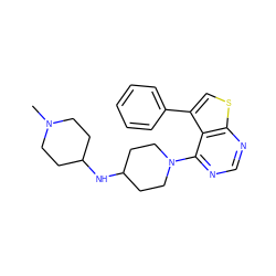 CN1CCC(NC2CCN(c3ncnc4scc(-c5ccccc5)c34)CC2)CC1 ZINC000223057901