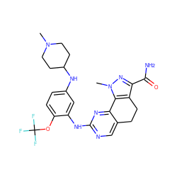 CN1CCC(Nc2ccc(OC(F)(F)F)c(Nc3ncc4c(n3)-c3c(c(C(N)=O)nn3C)CC4)c2)CC1 ZINC000064513819