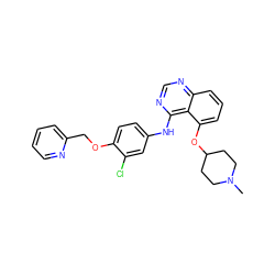 CN1CCC(Oc2cccc3ncnc(Nc4ccc(OCc5ccccn5)c(Cl)c4)c23)CC1 ZINC000013984292