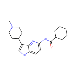 CN1CCC(c2c[nH]c3ccc(NC(=O)C4CCCCC4)nc23)CC1 ZINC000013523753