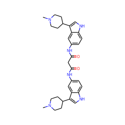 CN1CCC(c2c[nH]c3ccc(NC(=O)CC(=O)Nc4ccc5[nH]cc(C6CCN(C)CC6)c5c4)cc23)CC1 ZINC000040423830