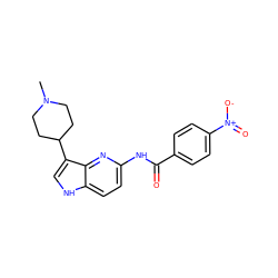 CN1CCC(c2c[nH]c3ccc(NC(=O)c4ccc([N+](=O)[O-])cc4)nc23)CC1 ZINC000013523679