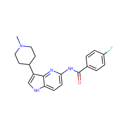 CN1CCC(c2c[nH]c3ccc(NC(=O)c4ccc(F)cc4)nc23)CC1 ZINC000013523593