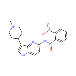 CN1CCC(c2c[nH]c3ccc(NC(=O)c4ccccc4[N+](=O)[O-])nc23)CC1 ZINC000013523643