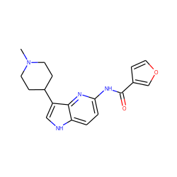 CN1CCC(c2c[nH]c3ccc(NC(=O)c4ccoc4)nc23)CC1 ZINC000013523701