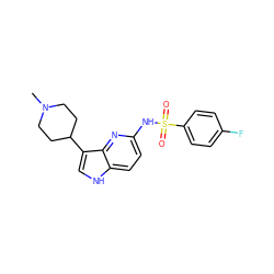 CN1CCC(c2c[nH]c3ccc(NS(=O)(=O)c4ccc(F)cc4)nc23)CC1 ZINC000013523759