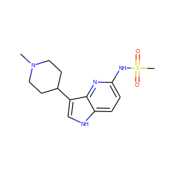 CN1CCC(c2c[nH]c3ccc(NS(C)(=O)=O)nc23)CC1 ZINC000013523762