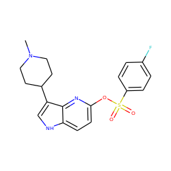 CN1CCC(c2c[nH]c3ccc(OS(=O)(=O)c4ccc(F)cc4)nc23)CC1 ZINC000013523631