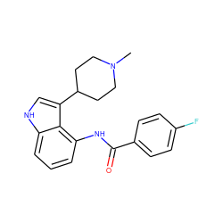 CN1CCC(c2c[nH]c3cccc(NC(=O)c4ccc(F)cc4)c23)CC1 ZINC000027316053