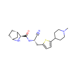 CN1CCC(c2ccc(C[C@@H](C#N)NC(=O)[C@H]3N[C@@H]4CC[C@H]3C4)s2)CC1 ZINC000169708977