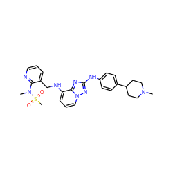 CN1CCC(c2ccc(Nc3nc4c(NCc5cccnc5N(C)S(C)(=O)=O)cccn4n3)cc2)CC1 ZINC000142878529