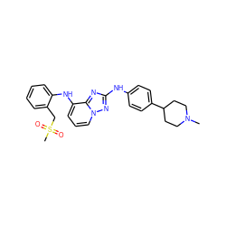 CN1CCC(c2ccc(Nc3nc4c(Nc5ccccc5CS(C)(=O)=O)cccn4n3)cc2)CC1 ZINC000096169687