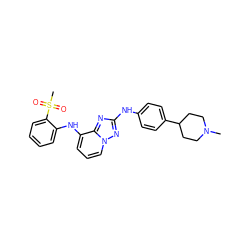 CN1CCC(c2ccc(Nc3nc4c(Nc5ccccc5S(C)(=O)=O)cccn4n3)cc2)CC1 ZINC000147009397