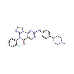 CN1CCC(c2ccc(Nc3ncc4c(=O)n(-c5ccccc5Cl)c5nccn5c4n3)cc2)CC1 ZINC000143959414