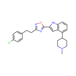 CN1CCC(c2cccc3[nH]c(-c4nc(CCc5ccc(Cl)cc5)no4)cc23)CC1 ZINC000036311387