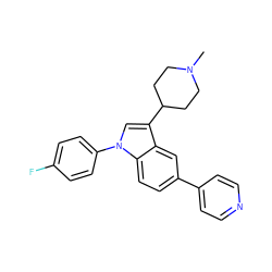 CN1CCC(c2cn(-c3ccc(F)cc3)c3ccc(-c4ccncc4)cc23)CC1 ZINC000095584864