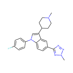 CN1CCC(c2cn(-c3ccc(F)cc3)c3ccc(-c4nnn(C)n4)cc23)CC1 ZINC000001485928