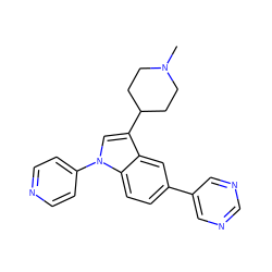 CN1CCC(c2cn(-c3ccncc3)c3ccc(-c4cncnc4)cc23)CC1 ZINC000095582159