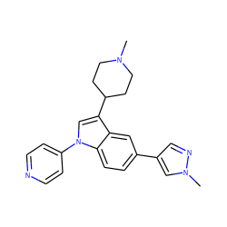 CN1CCC(c2cn(-c3ccncc3)c3ccc(-c4cnn(C)c4)cc23)CC1 ZINC000095584157