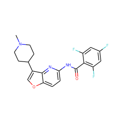 CN1CCC(c2coc3ccc(NC(=O)c4c(F)cc(F)cc4F)nc23)CC1 ZINC000013588432