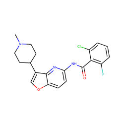 CN1CCC(c2coc3ccc(NC(=O)c4c(F)cccc4Cl)nc23)CC1 ZINC000013588433