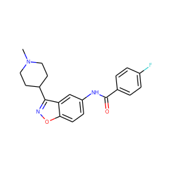 CN1CCC(c2noc3ccc(NC(=O)c4ccc(F)cc4)cc23)CC1 ZINC000028397128