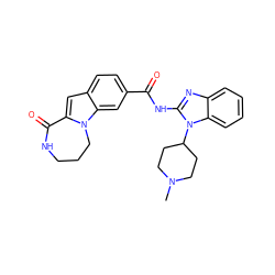 CN1CCC(n2c(NC(=O)c3ccc4cc5n(c4c3)CCCNC5=O)nc3ccccc32)CC1 ZINC000218243630