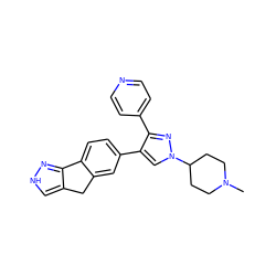 CN1CCC(n2cc(-c3ccc4c(c3)Cc3c[nH]nc3-4)c(-c3ccncc3)n2)CC1 ZINC000071332543