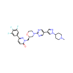 CN1CCC(n2cc(-c3cnc(N4CCO[C@H](Cn5nc(-c6cc(F)c(F)c(F)c6)ccc5=O)C4)nc3)cn2)CC1 ZINC000205720498