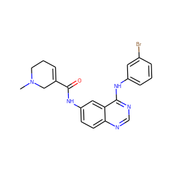 CN1CCC=C(C(=O)Nc2ccc3ncnc(Nc4cccc(Br)c4)c3c2)C1 ZINC000013863680