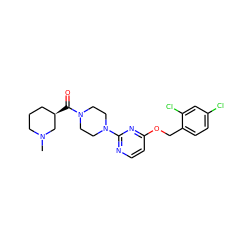 CN1CCC[C@@H](C(=O)N2CCN(c3nccc(OCc4ccc(Cl)cc4Cl)n3)CC2)C1 ZINC000028567888