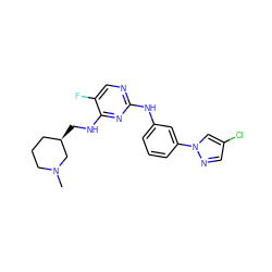 CN1CCC[C@@H](CNc2nc(Nc3cccc(-n4cc(Cl)cn4)c3)ncc2F)C1 ZINC000473133733