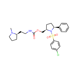 CN1CCC[C@@H]1CCNC(=O)OC[C@H]1CC[C@@H](c2ccccc2)N1S(=O)(=O)c1ccc(Cl)cc1 ZINC000028704272