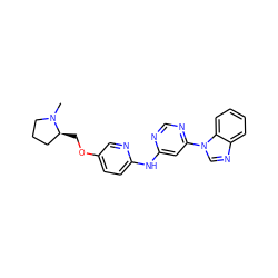 CN1CCC[C@@H]1COc1ccc(Nc2cc(-n3cnc4ccccc43)ncn2)nc1 ZINC001772609049