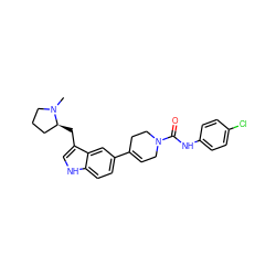 CN1CCC[C@@H]1Cc1c[nH]c2ccc(C3=CCN(C(=O)Nc4ccc(Cl)cc4)CC3)cc12 ZINC000013553508