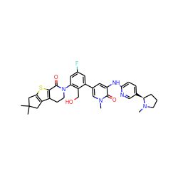 CN1CCC[C@@H]1c1ccc(Nc2cc(-c3cc(F)cc(N4CCc5c(sc6c5CC(C)(C)C6)C4=O)c3CO)cn(C)c2=O)nc1 ZINC000116055355