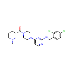 CN1CCC[C@H](C(=O)N2CCN(c3ccnc(NCc4ccc(Cl)cc4Cl)n3)CC2)C1 ZINC000087657500