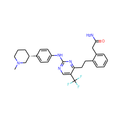 CN1CCC[C@H](c2ccc(Nc3ncc(C(F)(F)F)c(CCc4ccccc4CC(N)=O)n3)cc2)C1 ZINC000201623187