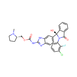 CN1CCC[C@H]1COC(=O)Nc1nc2ccc([C@]3(O)c4ccccc4C(=O)N3c3cccc(Cl)c3F)cc2[nH]1 ZINC000231264168