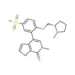 CN1CCC[C@H]1COc1ccc(S(C)(=O)=O)cc1-c1cn(C)c(=O)c2[nH]ccc12 ZINC000146429416