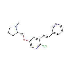 CN1CCC[C@H]1COc1cnc(Cl)c(/C=C/c2cccnc2)c1 ZINC000013474391