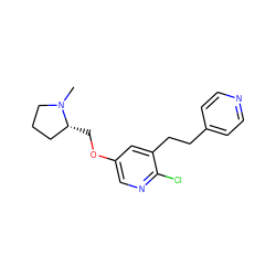 CN1CCC[C@H]1COc1cnc(Cl)c(CCc2ccncc2)c1 ZINC000013474395