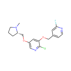 CN1CCC[C@H]1COc1cnc(Cl)c(OCc2ccnc(F)c2)c1 ZINC000043078049