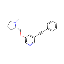 CN1CCC[C@H]1COc1cncc(C#Cc2ccccc2)c1 ZINC000013611485