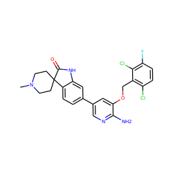 CN1CCC2(CC1)C(=O)Nc1cc(-c3cnc(N)c(OCc4c(Cl)ccc(F)c4Cl)c3)ccc12 ZINC000103243205