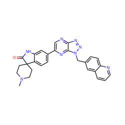 CN1CCC2(CC1)C(=O)Nc1cc(-c3cnc4nnn(Cc5ccc6ncccc6c5)c4n3)ccc12 ZINC000073198251