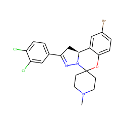 CN1CCC2(CC1)Oc1ccc(Br)cc1[C@@H]1CC(c3ccc(Cl)c(Cl)c3)=NN12 ZINC000009232664