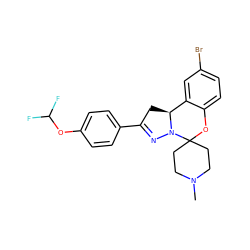 CN1CCC2(CC1)Oc1ccc(Br)cc1[C@@H]1CC(c3ccc(OC(F)F)cc3)=NN12 ZINC000009301986