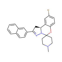 CN1CCC2(CC1)Oc1ccc(Br)cc1[C@@H]1CC(c3ccc4ccccc4c3)=NN12 ZINC000009067107