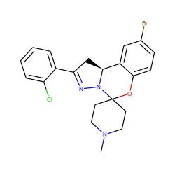 CN1CCC2(CC1)Oc1ccc(Br)cc1[C@@H]1CC(c3ccccc3Cl)=NN12 ZINC000008837187